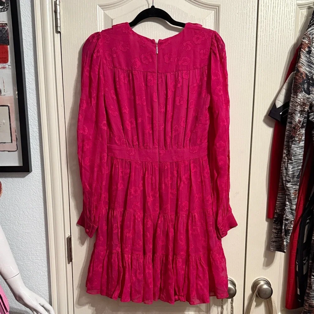 Kate‎ Spade Floral Clip Chiffon Mini Dress Magenta Coquette Preppy Garden Party